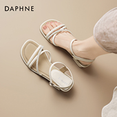 一字带罗马沙滩凉拖鞋 达芙妮休闲凉鞋 外穿高跟鞋 2026新款 女款 夏季