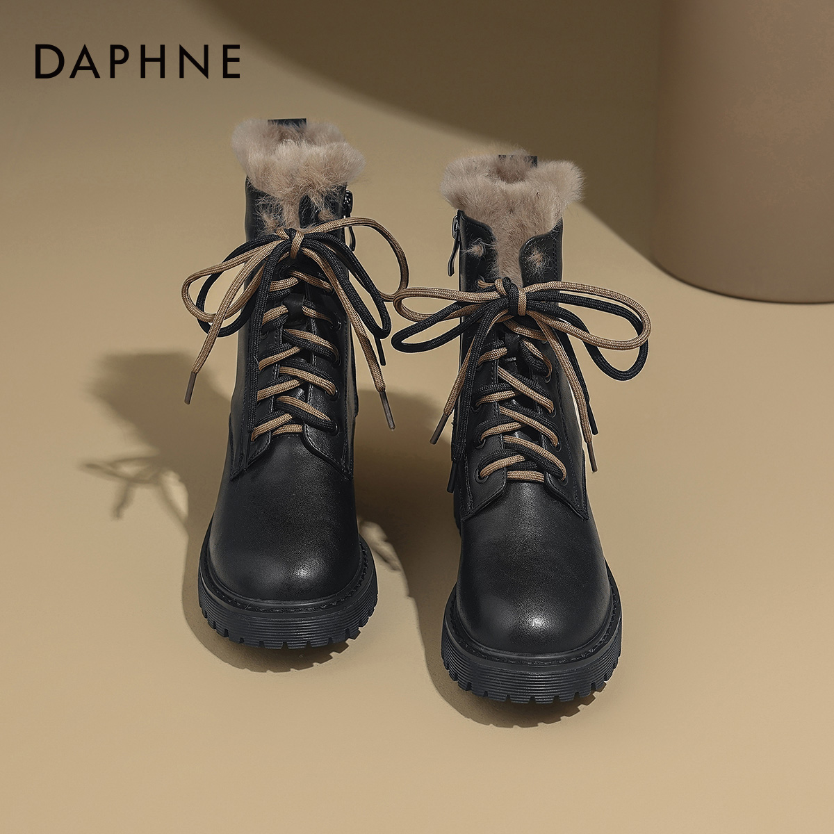 达芙妮真皮雪地靴女冬季加绒