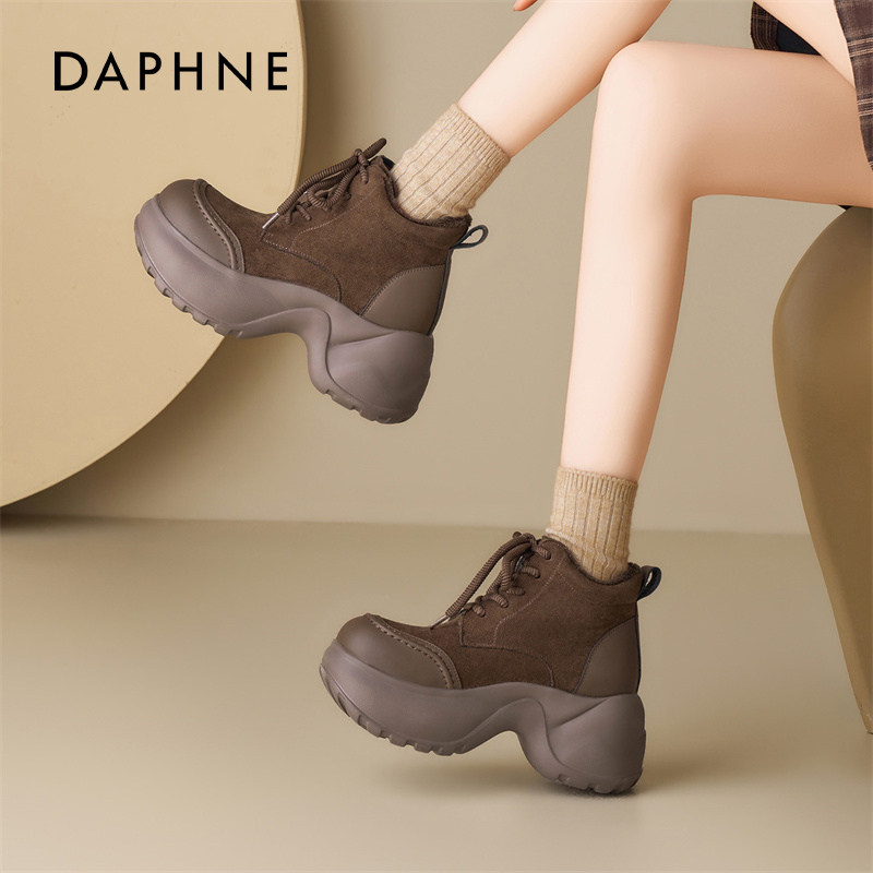 达芙妮厚底加绒雪地靴女保暖棉鞋