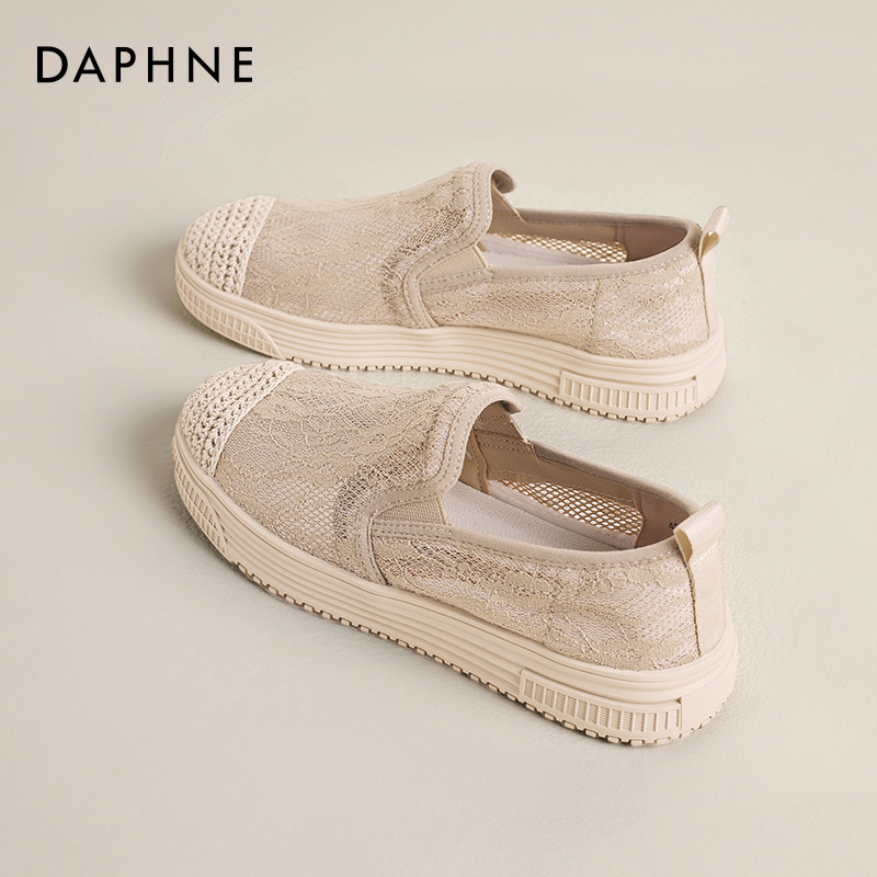 达芙妮渔夫鞋女夏季2026新款网面透气平底妈妈懒人凉鞋镂空网鞋子
