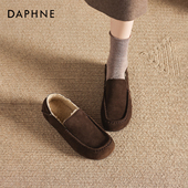 平底豆豆鞋 达芙妮加绒乐福鞋 雪地靴毛毛勃肯鞋 棉鞋 女2026新款 冬季