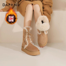 达芙妮厚底雪地靴女2025冬季新款靴子棕色短靴女毛毛防滑保暖棉鞋