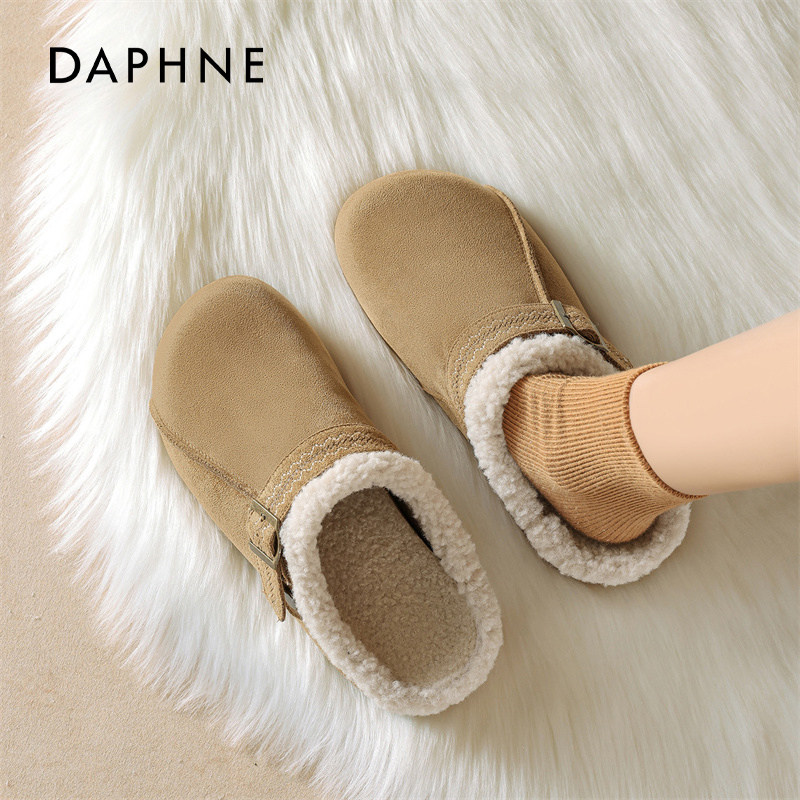 达芙妮厚底勃肯鞋女2026新款冬季保暖毛毛雪地靴孕妇单鞋加绒棉鞋,女鞋,时尚雪地靴,淘宝优惠券,粉丝福利购,淘宝优惠卷