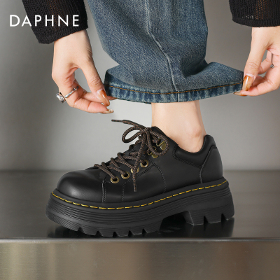 达芙妮厚底乐福鞋英伦风小皮鞋