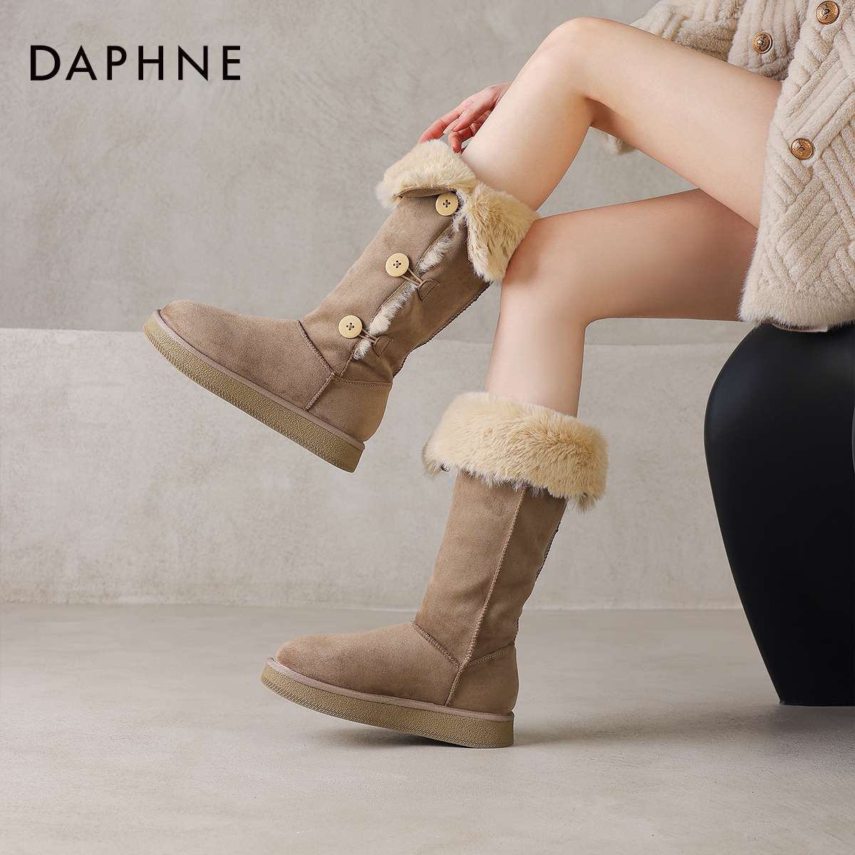 达芙妮毛绒雪地靴女冬季2025新款