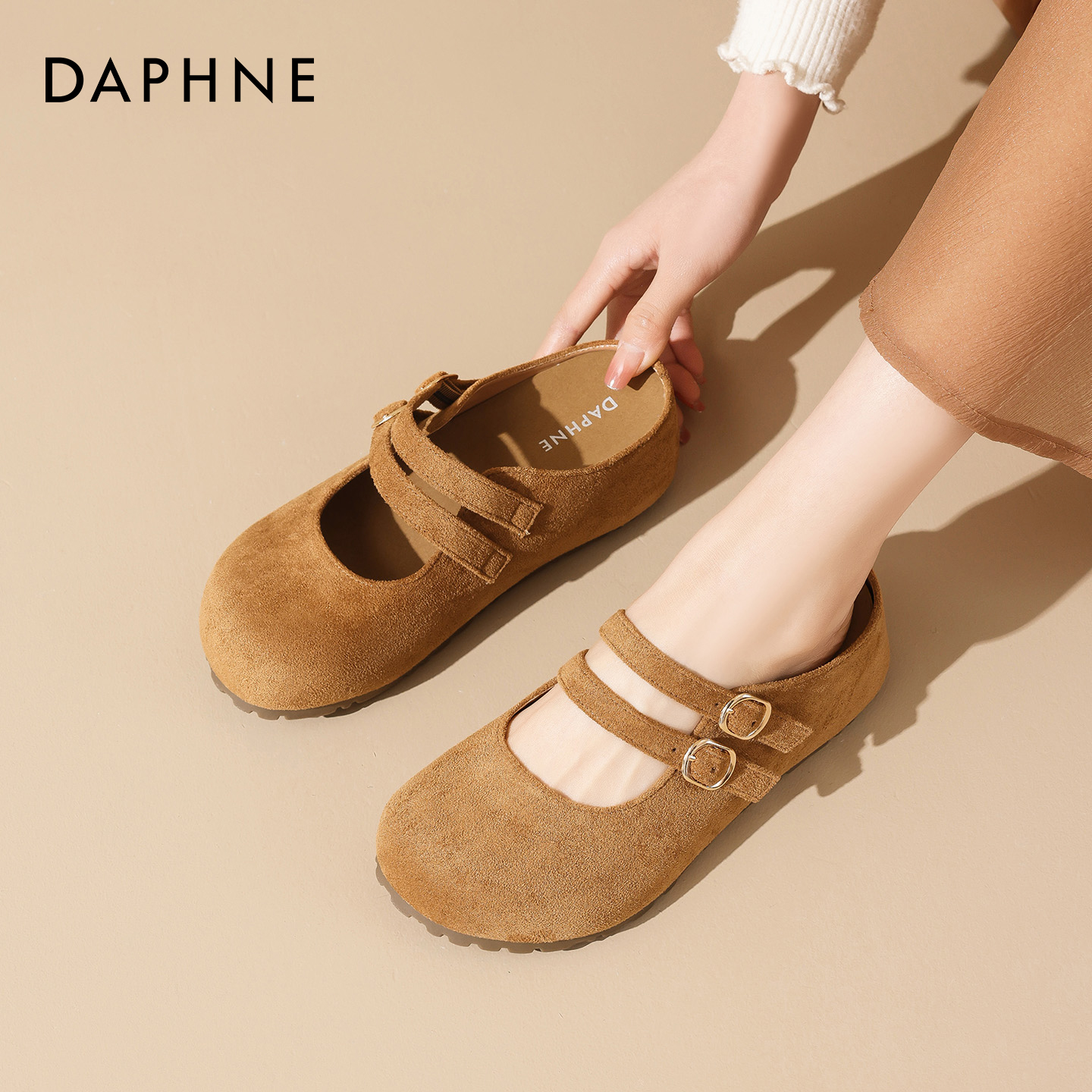 达芙妮厚底勃肯鞋一脚蹬增高女鞋