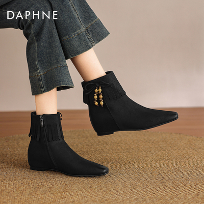 达芙妮方头粗跟靴舒适切尔西靴