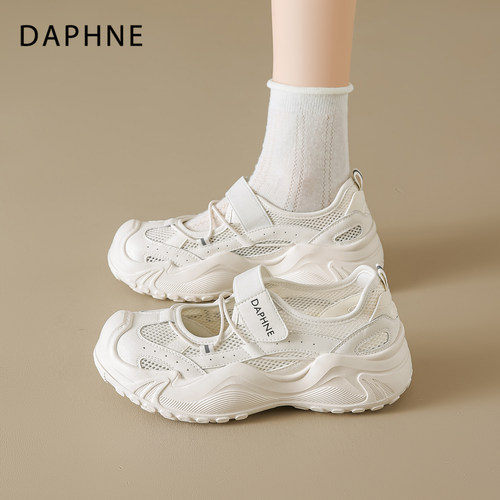 达芙妮厚底透气老爹鞋小白鞋女