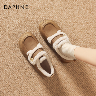 毛绒棉鞋 达芙妮雪地靴女2025新款 加绒短靴子厚底勃肯鞋 毛毛鞋 冬季