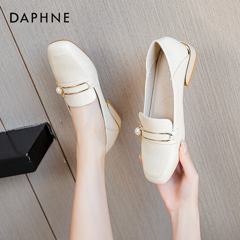 达芙妮单鞋女2023款秋冬气质法式方头小皮鞋女小跟浅口通勤女款,女鞋,浅口单鞋,淘宝优惠券,粉丝福利购,淘宝优惠卷