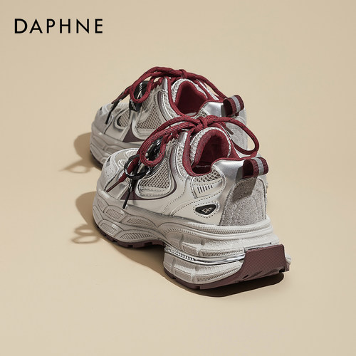达芙妮厚底银色老爹鞋女款休闲鞋