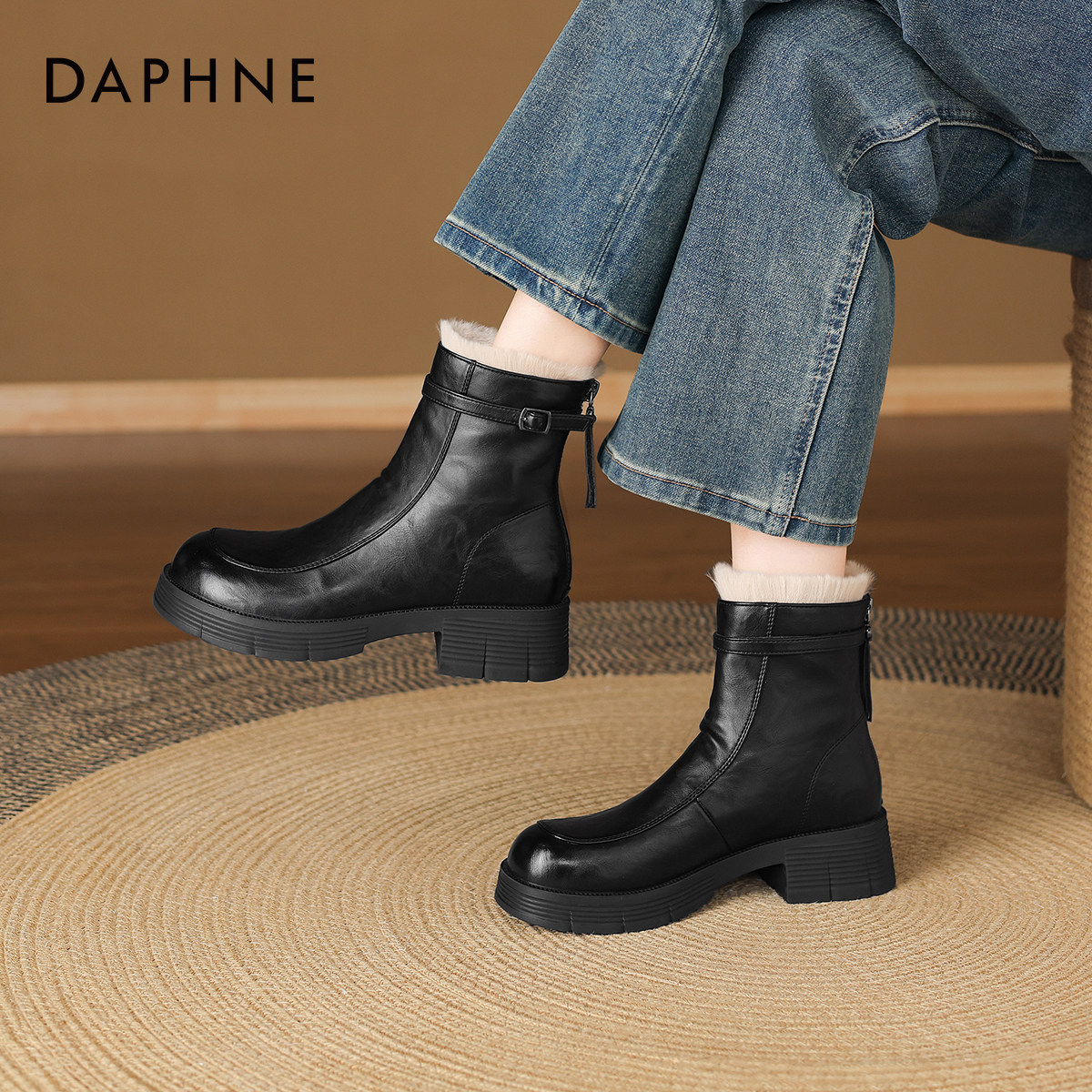 达芙妮厚底雪地靴女2025新款冬季加绒短靴加厚防滑棉鞋保暖棉靴女,女鞋,时尚雪地靴,淘宝优惠券,粉丝福利购,淘宝优惠卷
