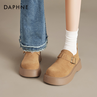 秋冬厚底增高休闲加绒不累脚懒人单鞋 达芙妮厚底勃肯鞋 女2025新款