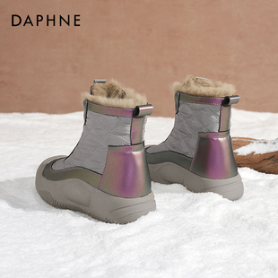 加绒加厚保暖皮面防水妈妈棉鞋 2025新款 冬季 达芙妮拉链雪地靴女款