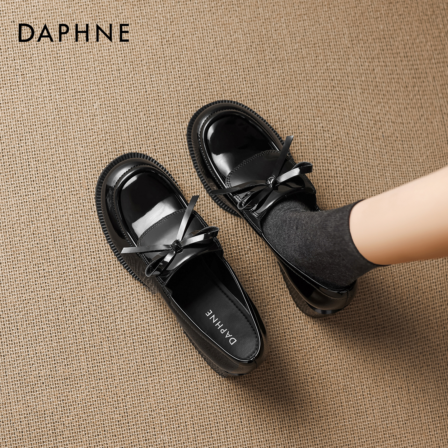 达芙妮一脚蹬乐福鞋女厚底秋冬