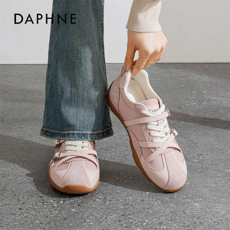 达芙妮粉色德训鞋女款2026新款春季芭蕾阿休闲甘鞋百搭厚底运动鞋,女鞋,时尚休闲鞋,淘宝优惠券,粉丝福利购,淘宝优惠卷