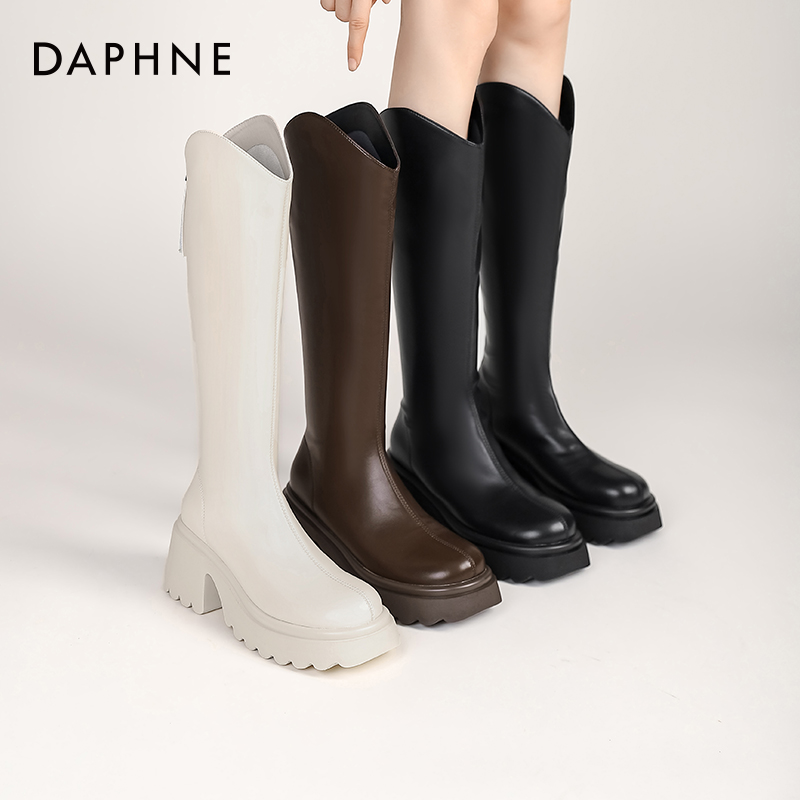达芙妮长筒靴厚底增高瘦瘦靴