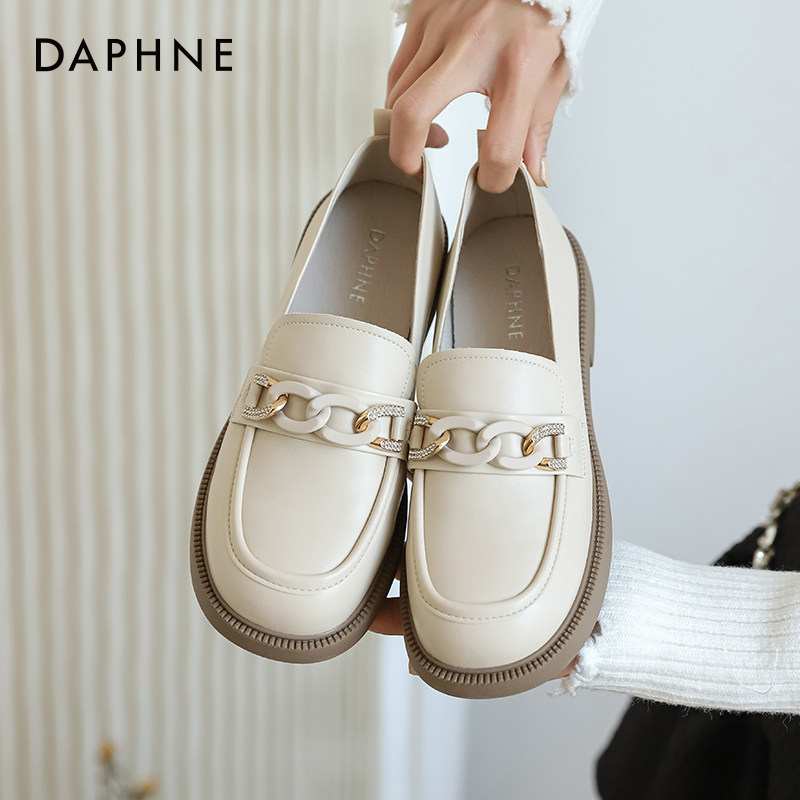 达芙妮乐福鞋女2023爆款春秋单鞋厚底英伦风小皮鞋法式粗跟复古,女鞋,浅口单鞋,淘宝优惠券,粉丝福利购,淘宝优惠卷