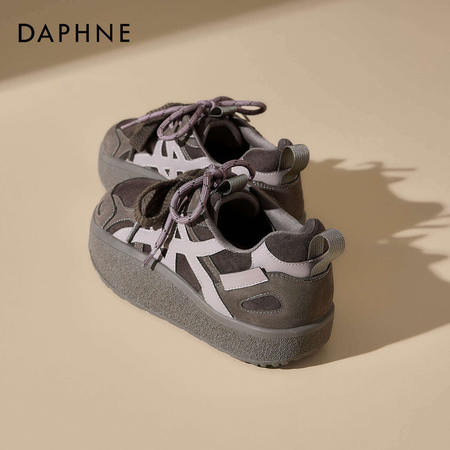 达芙妮阿紫色甘鞋子女2026春新款厚底芭蕾德训鞋复古运动增高板鞋,女鞋,时尚休闲鞋,淘宝优惠券,粉丝福利购,淘宝优惠卷