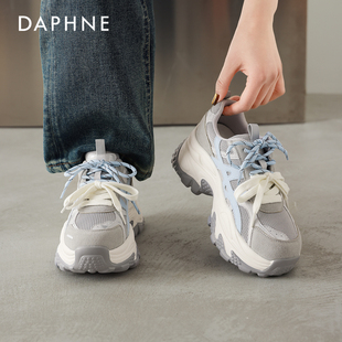 女2026新款 休闲运动鞋 春季 子增高百搭配阔腿裤 鞋 达芙妮厚底老爹鞋