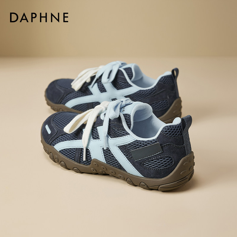达芙妮复古蓝色德训鞋女春季2026新款软底不累脚厚底黑色运动鞋子,女鞋,时尚休闲鞋,淘宝优惠券,粉丝福利购,淘宝优惠卷