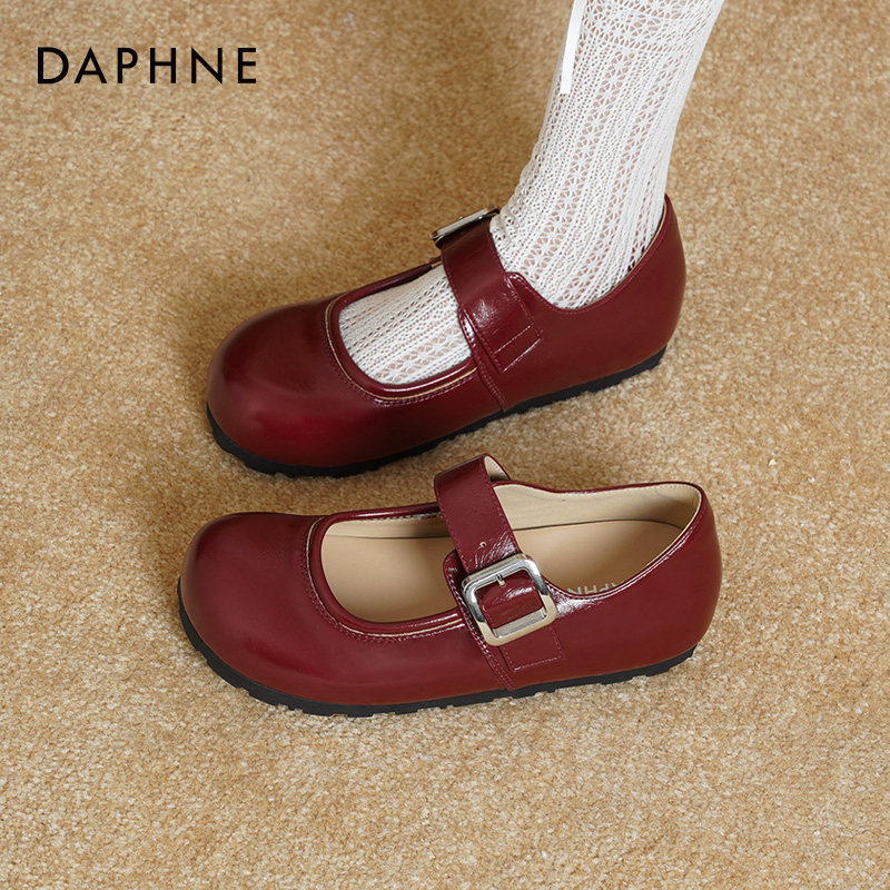 达芙妮玛丽珍鞋女2026新款春季内增高女鞋圆头单鞋厚底红色小皮鞋