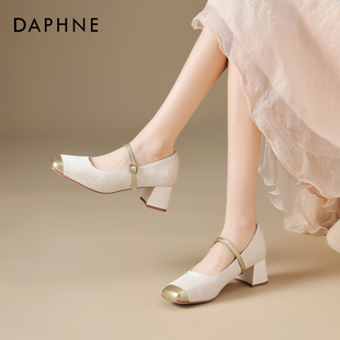 高跟鞋 配旗袍玛丽珍小皮鞋 女2025夏季 绝美小单鞋 新款 达芙妮新中式