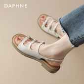 女夏季 外穿平底法式 女鞋 达芙妮绝美凉鞋 2026新款 夏款 一字扣罗马鞋