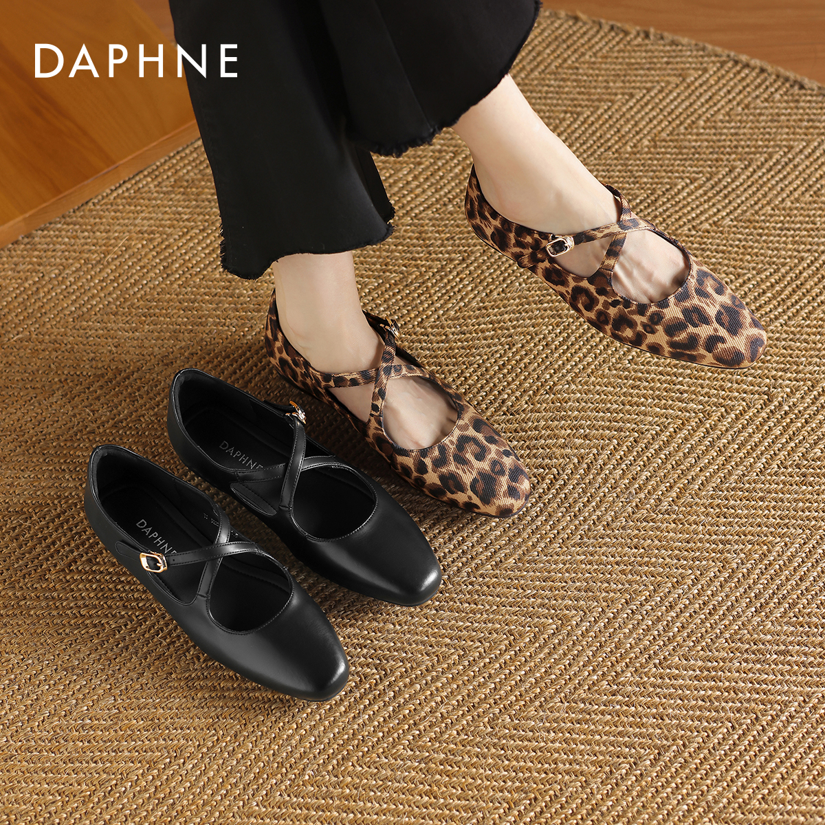 法式复古豹纹玛丽珍单鞋软平底鞋