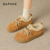 棉鞋 达芙妮勃肯鞋 子 加绒德训鞋 保暖系带毛毛鞋 毛绒女2025冬季 新款