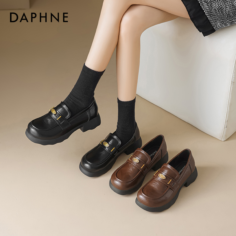 【达芙妮乐福鞋】黑色休闲单鞋