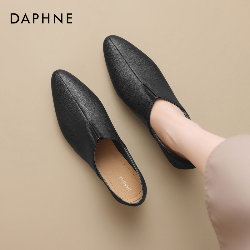 达芙妮深口单鞋女法式尖头小皮鞋