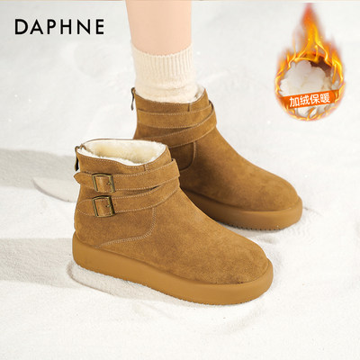 达芙妮加绒雪地靴厚底女冬季新款