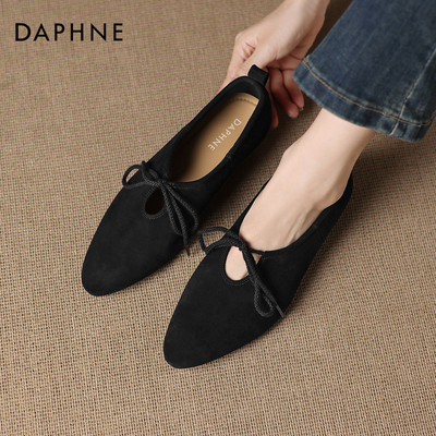 达芙妮尖头黑色软底玛丽珍单鞋女