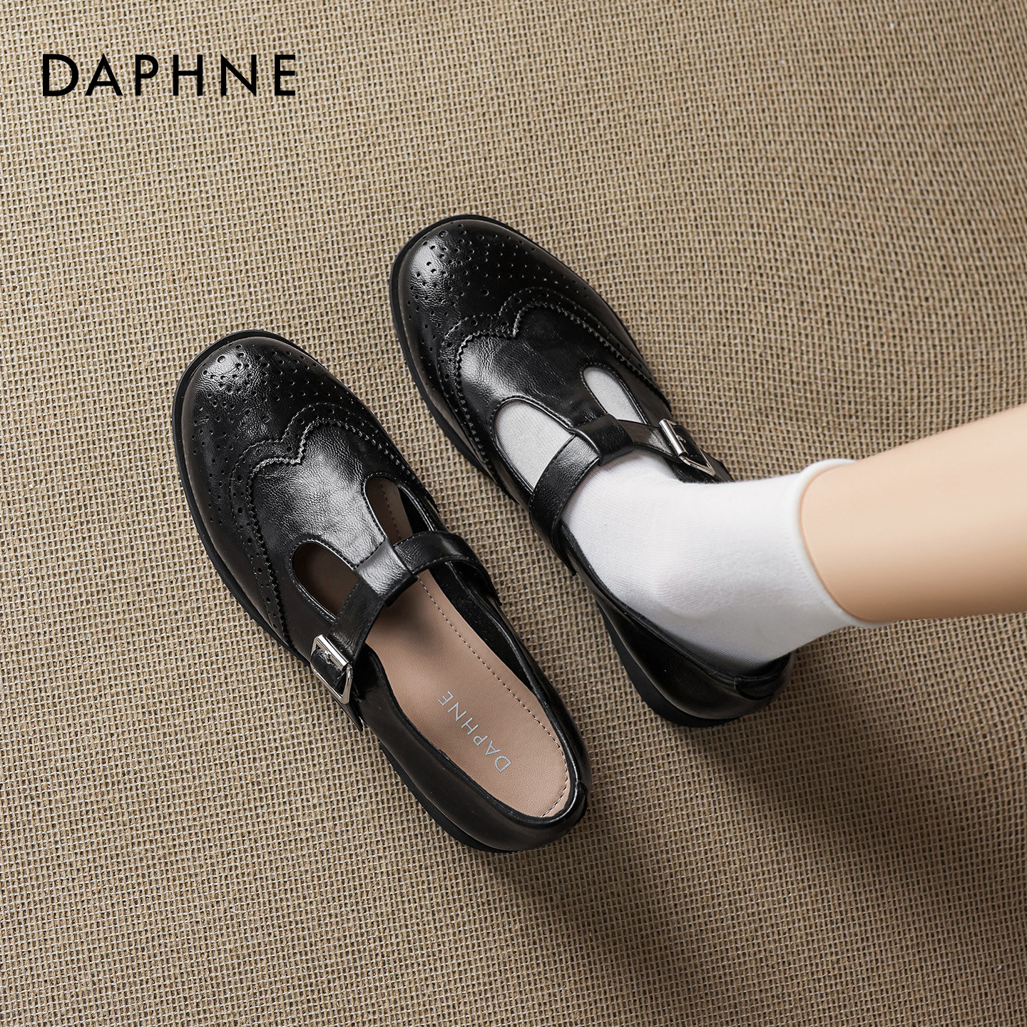 达芙妮复古乐福鞋女2026新款春季布洛克小皮鞋百搭通勤玛丽珍单鞋