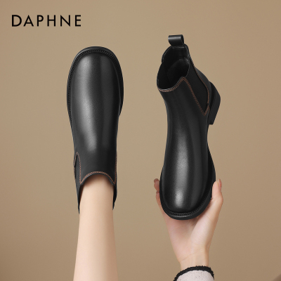 达芙妮加绒平底短靴百搭切尔西靴