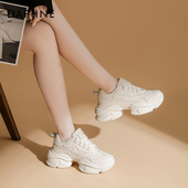 子女潮休闲运动鞋 达芙妮女鞋 女 2025新款 白色增高鞋 厚底老爹鞋 女款