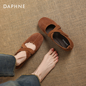 皮鞋 达芙妮平底单鞋 子 法式 复古绒面芭蕾玛丽珍女鞋 女2026新款 春季