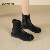 达芙妮黑色短靴女2025新款 爆款 英伦风马丁靴百搭瘦瘦靴女子秋冬