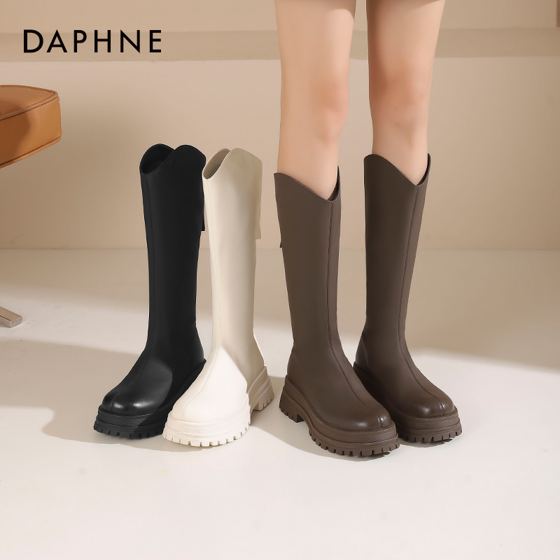 达芙妮高跟厚底长筒靴