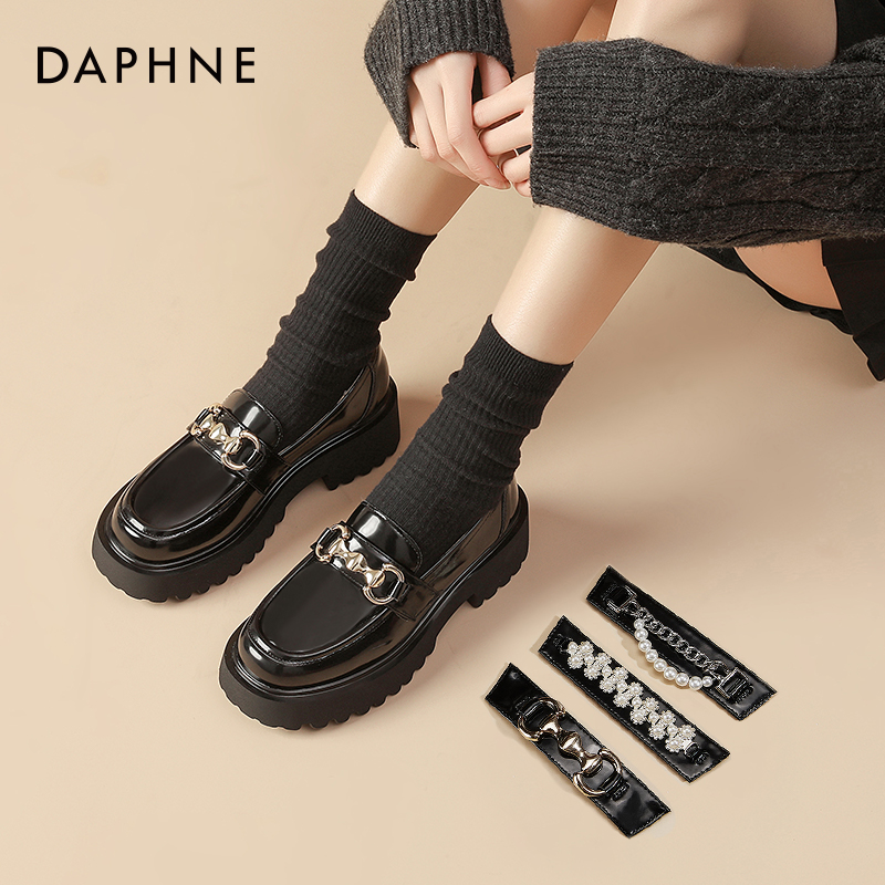 达芙妮厚底英伦小皮鞋学院乐福鞋