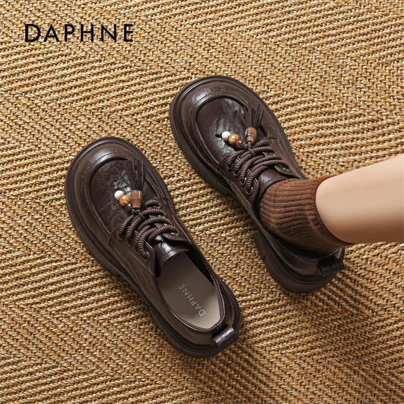 达芙妮厚底乐福鞋复古单鞋