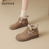 厚底勃肯鞋 达芙妮雪地靴女款 毛绒棉靴短靴 毛毛鞋 棉鞋 2026新款 春季