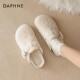 达芙妮加绒半拖勃肯鞋 一脚蹬厚底百搭包头毛毛拖鞋 女2025冬季 新款