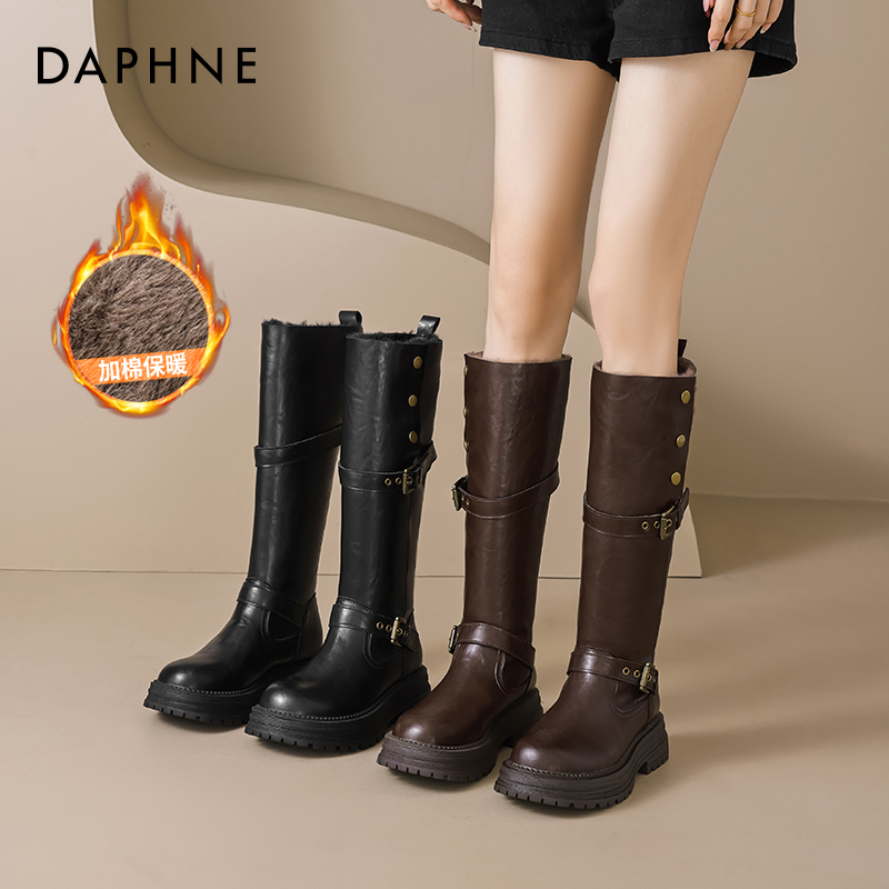 达芙妮加绒长筒靴女巨好看骑士靴