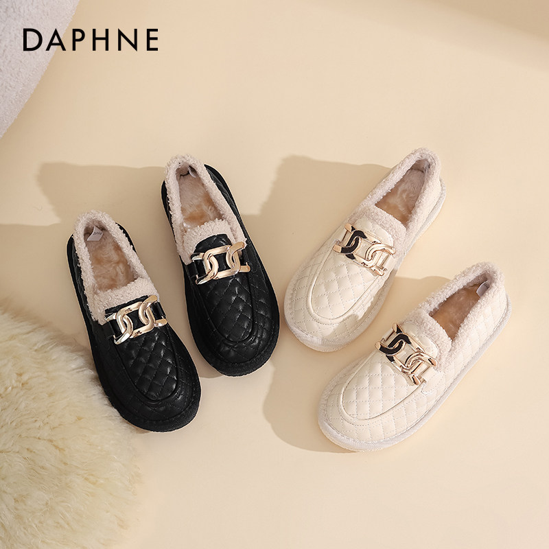 达芙妮羊羔毛毛鞋女外穿女鞋2025年款秋冬加绒棉鞋豆豆鞋乐福鞋女,女鞋,棉鞋,淘宝优惠券,粉丝福利购,淘宝优惠卷