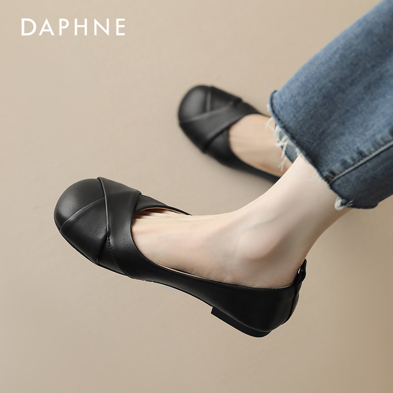 达芙妮平底浅口单鞋女士2026新款春季通勤一脚蹬小皮鞋瓢鞋豆豆鞋,女鞋,浅口单鞋,淘宝优惠券,粉丝福利购,淘宝优惠卷