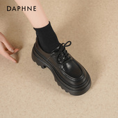 女增高黑色单鞋 达芙妮厚底乐福鞋 子 新款 英伦风小皮鞋 女鞋 2026春季