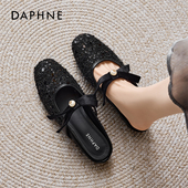 一脚蹬包头半拖鞋 达芙妮黑色凉拖鞋 法式 玛丽珍单鞋 女2026新款 春季