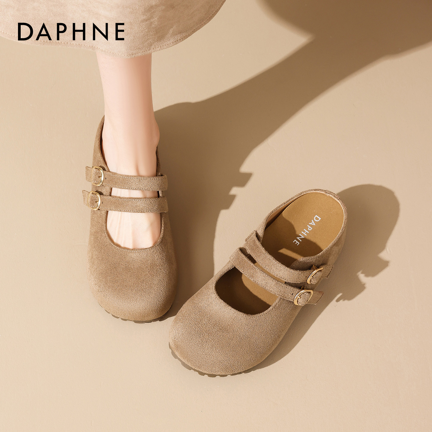 达芙妮厚底勃肯鞋一脚蹬增高女鞋